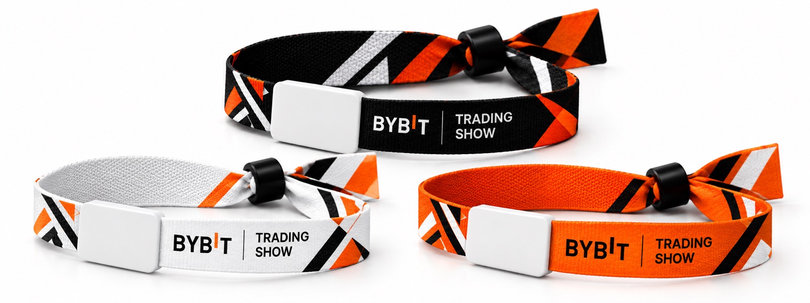 Bybit Trading Show NFC wristbands in three access colors